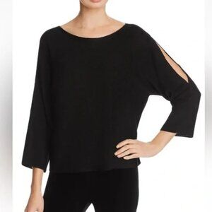Eileen Fisher Bateau Neck 100% Merino Wool Top, Slit arms, size M